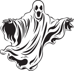 Vintage ghost, Halloween scary ghost monsters Vector Illustration, SVG