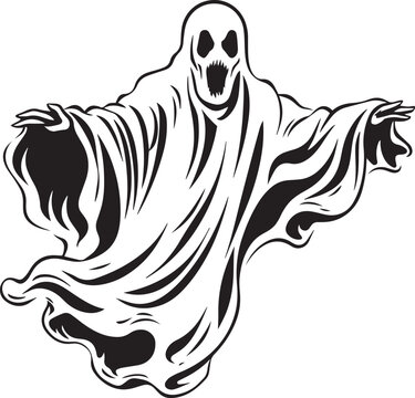 Vintage ghost, Halloween scary ghost monsters Vector Illustration, SVG