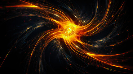 Abstract motion liquid light background with orange and black lines