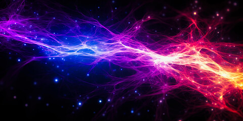 Naklejka premium Fractal plasma energy electricity smoke purple and blue, soft focus background with copyspace for presentation