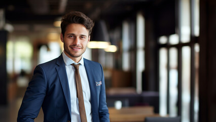 Naklejka premium Confident Business Elegance-Handsome Businessman Posing with Style