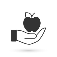 Grey Apple icon isolated on white background. Excess weight. Healthy diet menu. Fitness diet apple. Vector