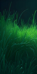 Fototapeta na wymiar A tranquil, moonlit meadow of soft green grass 