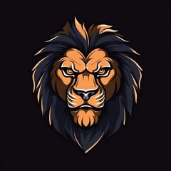 Lion face mascot flat vector illustration generative ai