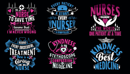 Fototapeta premium Nurse typography T shirt design ,nurse t shirt design bundle, nurse vector,nurse t shirt