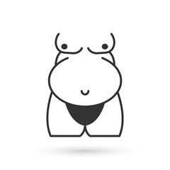 Grey Obesity icon isolated on isolated on white background. Unhealthy lifestyle. Wrong food. Vector