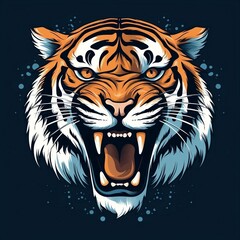 Roaring tiger head vector illustration generative ai