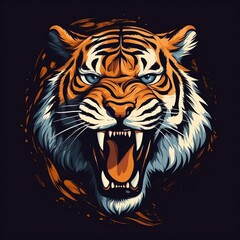 Roaring tiger head vector illustration generative ai