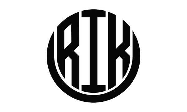 RIK shield in circle logo design vector template. lettermrk, wordmark, monogram symbol on white background.	