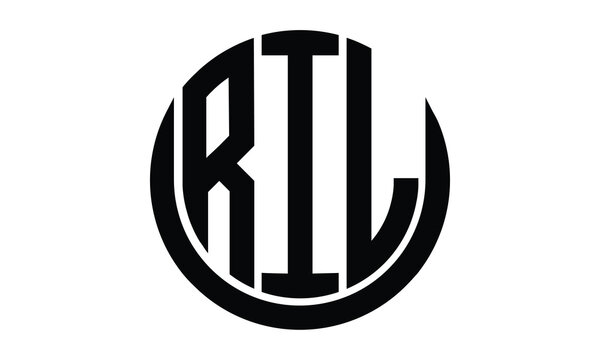 RIL shield in circle logo design vector template. lettermrk, wordmark, monogram symbol on white background.	