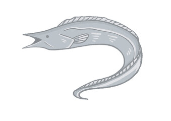 물고기 갈치 손그림 일러스트