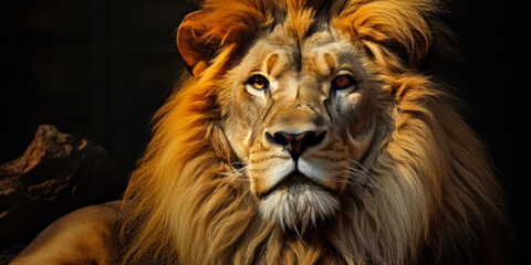 Fierce Lion King: Majestic Creature on Black Isolation