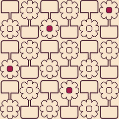 Colourfull Retro Flowers and pots ,seamless pattern ,prints background