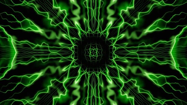 Green neon energy curve waves loop animation background