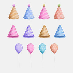 watercolor vector hand drawn birthday decoration