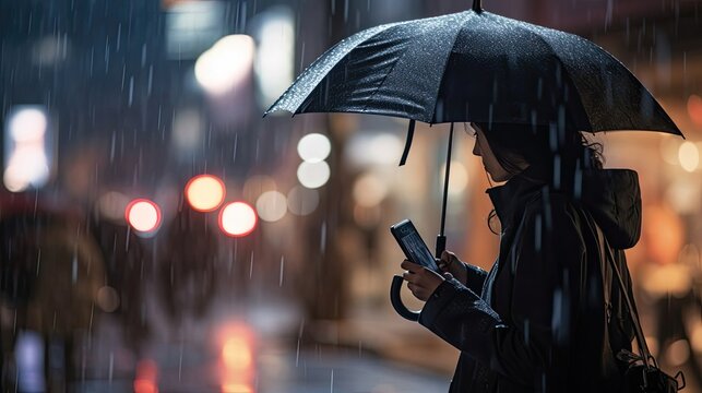 GPS on a smart umbrella, ensuring they can venture through the downpour while staying on track and informed, redefining the way we stay dry and connected. Generated by AI.