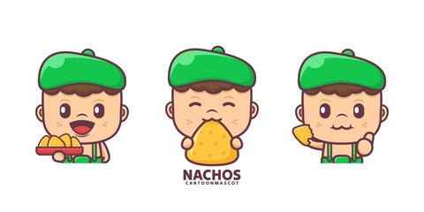 nachos cartoon mascot. suitable for, logo brand, stickers, icons.