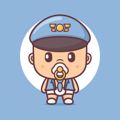 cute airplane pilot baby cartoon mascot