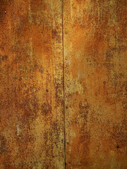 Old meatal surface with rust and abstract shapes. Background for design purpose. Warm orange color.