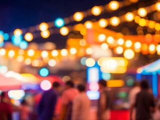 Abstract blurred background of people shopping at night market
