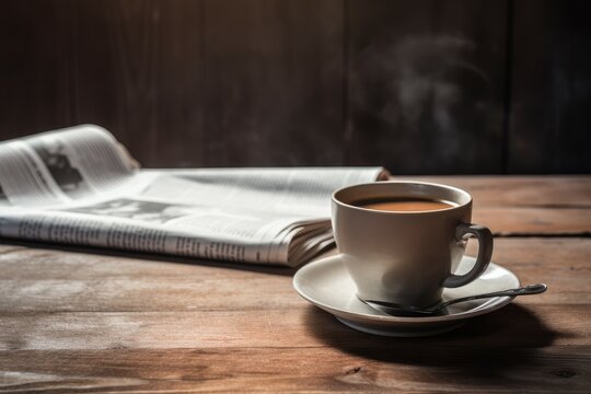 Newspaper coffee cup fresh. Generate Ai