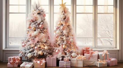 Country Christmas decor, pastel palette