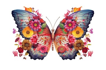 Graceful Butterfly Drawing: Dancing Amongst Blooming Garden with Dazzling Wing Colors, generative AI