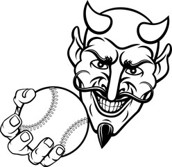 Devil Satan Baseball Ball Sports Mascot Cartoon