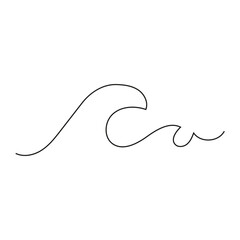 Sea wave one line drawing vector illustration, sea wave vector outline style art.