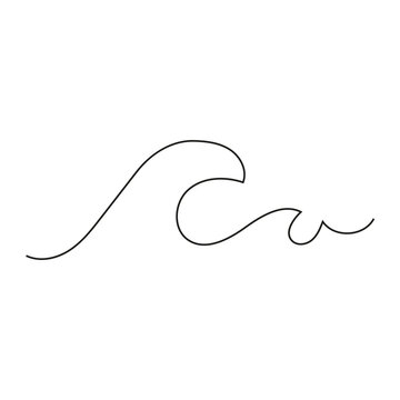 recommend clip art: Sea wave one line drawing vector illustration, sea wave vector outline style art.
