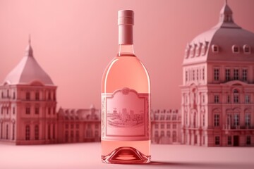 Rose wine bottle drink. Generate Ai