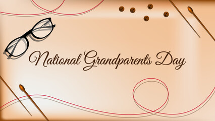 national grandparents day background design with tool for knitting and glasses suitable for national grandparents day event