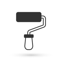 Grey Paint roller brush icon isolated on white background. Vector