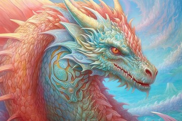 Mystical Guardians: Powerful Dragons Roaming Ancient Lands, Enchanting Hues Ignite Dragon Drawings, generative AI