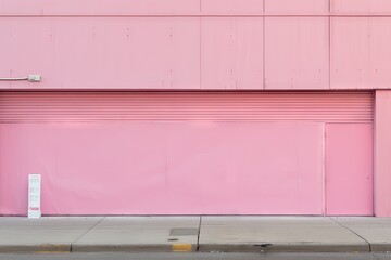 blank pink wall and pink door - obrazy, fototapety, plakaty