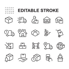 Simple Set of Delivery Related Vector Line Icons. Contains such Icons as  Express Delivery, Tracking Order and more. Editable Stroke.