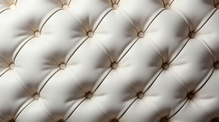Padded white leather upholster pattern leather texture with buttons generative ai