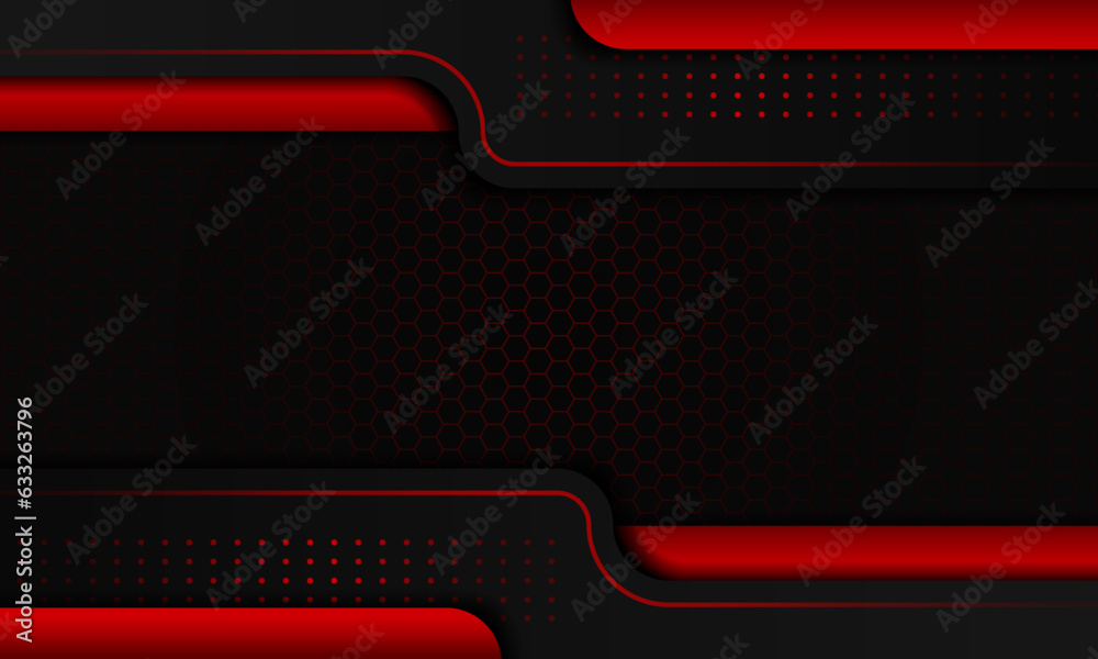 Poster modern red gradient overlapping background with line shiny on carbon shape background