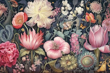 Enchanted Floral Symphony: Captivating Blossoms in a Magical Garden of Dreams, generative AI