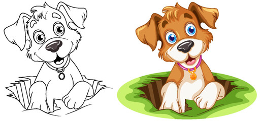 Coloring Page Outline of Cute Dog
