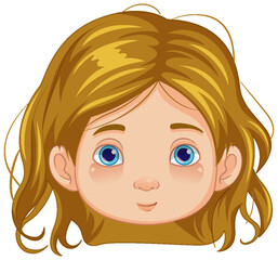 Cute Girl with Blond Hair Cartoon