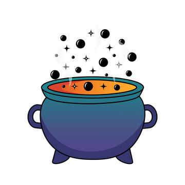 Witch's cauldron icon. Vector illustration isolated on white background