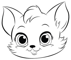 Coloring Page Outline of Cute Cat