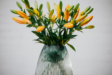 bouquet of flowers, Orange Lillys in Vase 