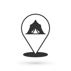 Grey Circus tent icon isolated on white background. Carnival camping tent. Amusement park. Vector