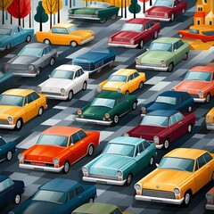 Geometric car seamless pattern illustration Generative AI