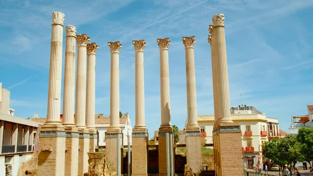 Templo Romano de Cordoba, Andalusia, Spain, ancient Roman temple ruins, dating back to 54 AD during the reign of Emperor Claudius