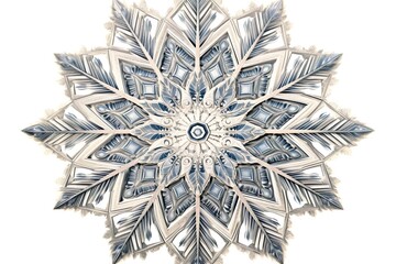 Glistening Silver: Intricate Snowflake Drawing captures Winter's Delicate Touch, generative AI