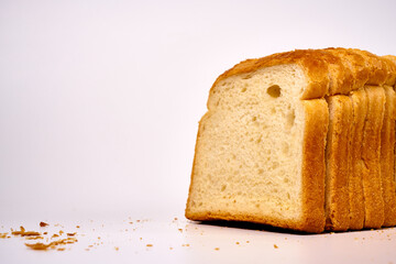Slices of toast bread on a white background.