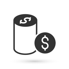 Grey Casino chip with dollar symbol icon isolated on white background. Casino gambling. Vector